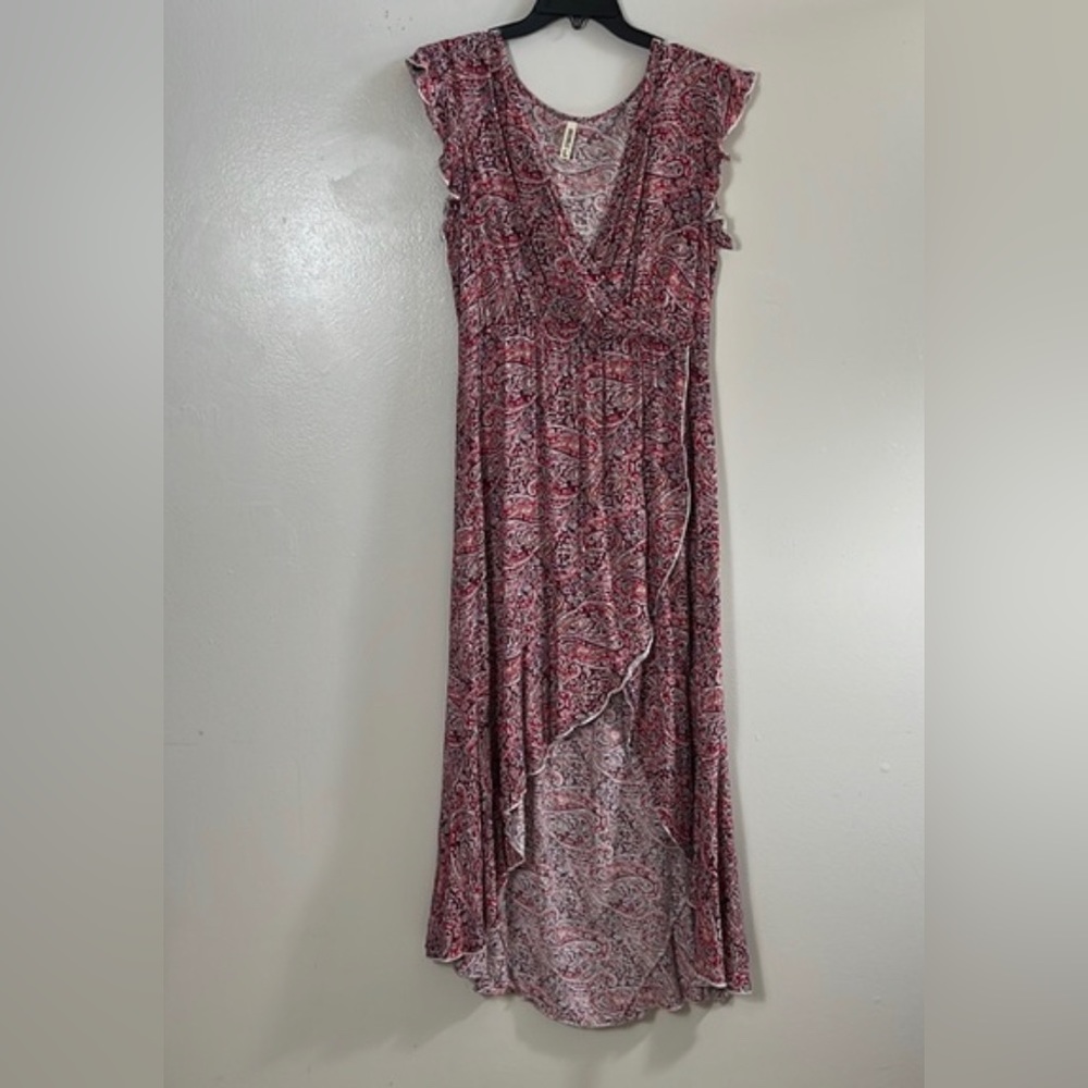 Grecerelle midi dress, high-low women’s size large red & pink light weight